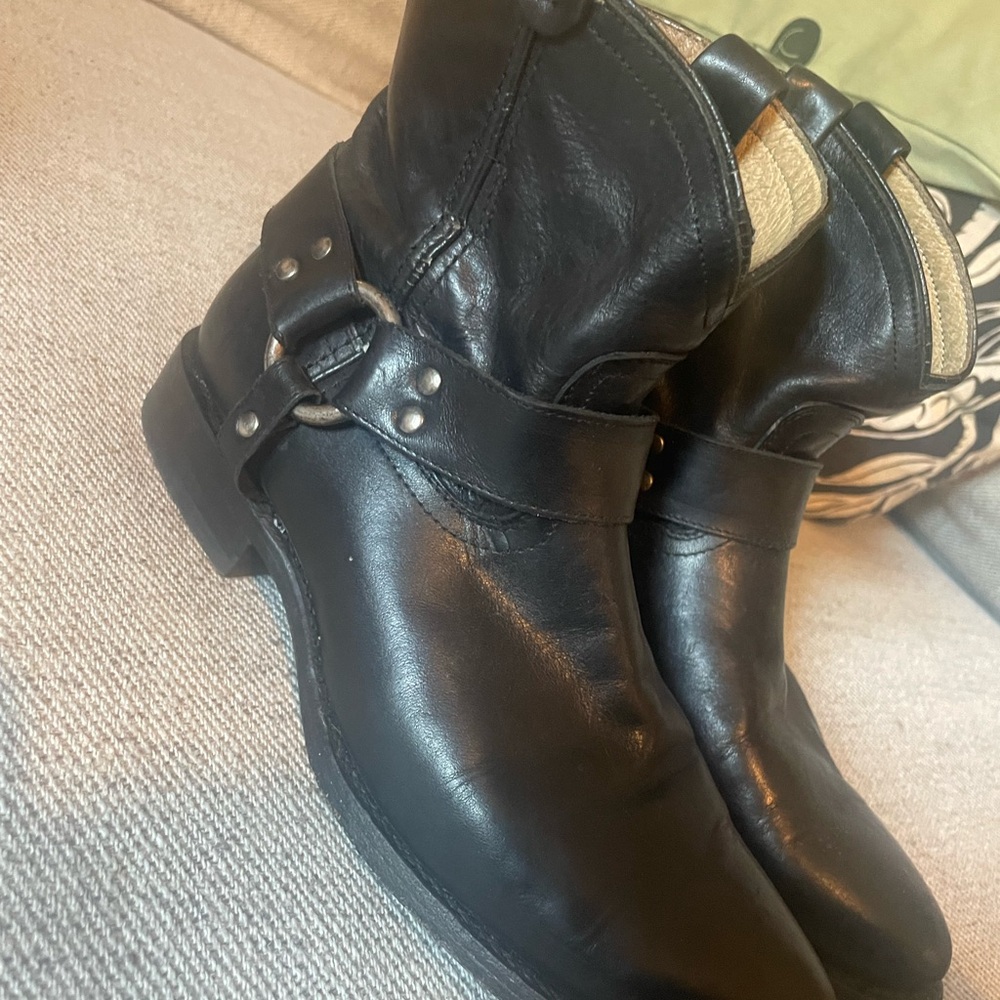 Frye Black Leather Ankle Booties